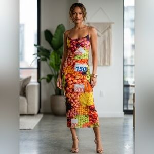 Zara Mesh Fruit Stand Strappy Dress Sz S, M